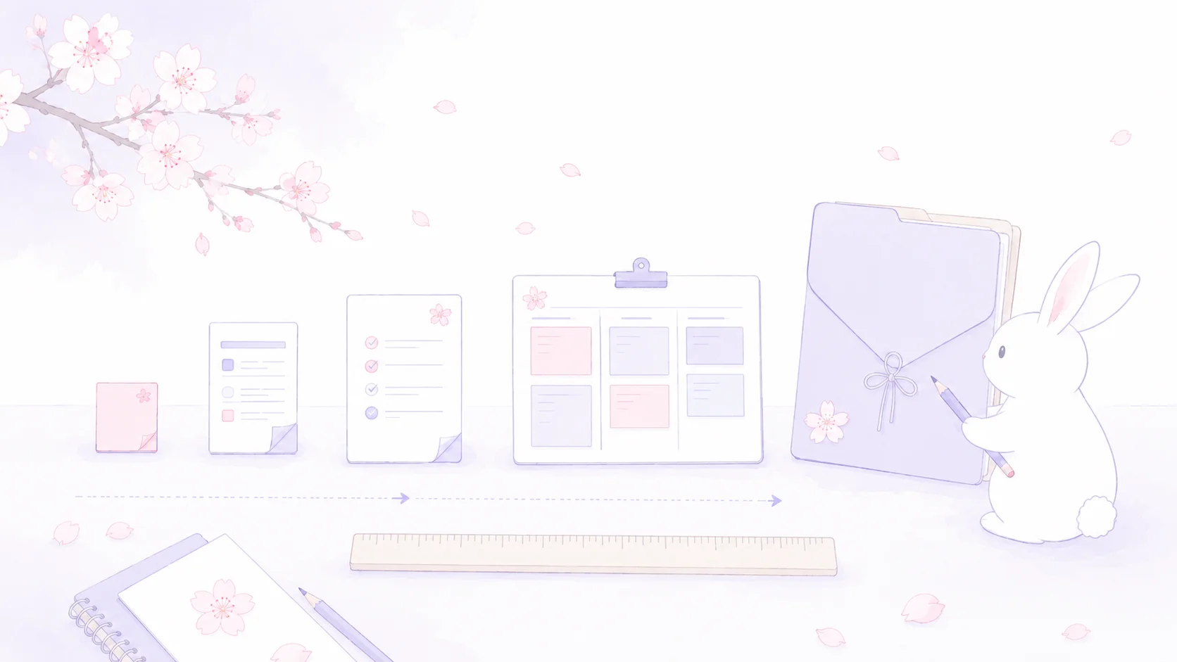 開発依頼を小さいものから大きいものへ整理する水彩イラスト